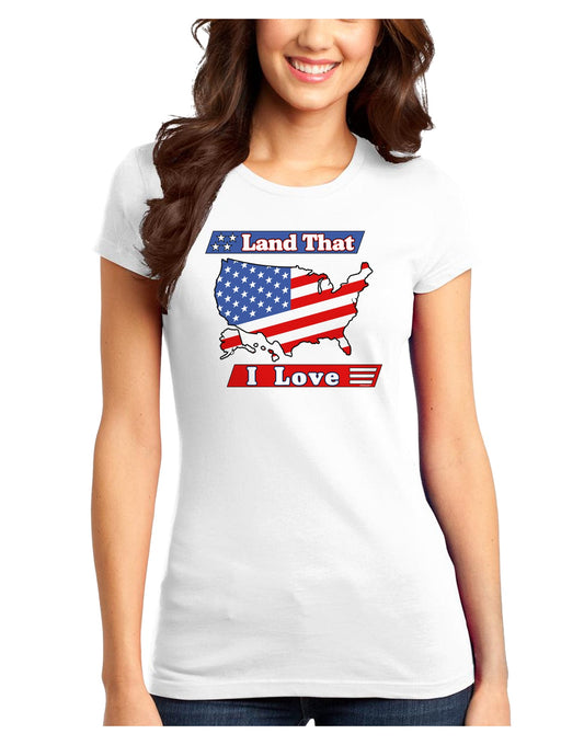 Land That I Love USA Juniors T-Shirt-Womens Juniors T-Shirt-TooLoud-White-Juniors Fitted XS-Davson Sales