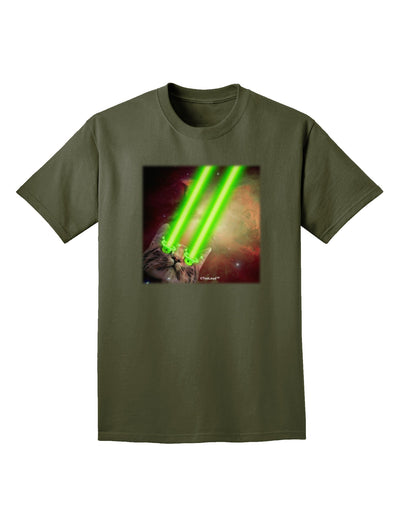 Laser Eyes Cat in Space Design Adult Dark T-Shirt by TooLoud-Mens T-Shirt-TooLoud-Military-Green-Small-Davson Sales