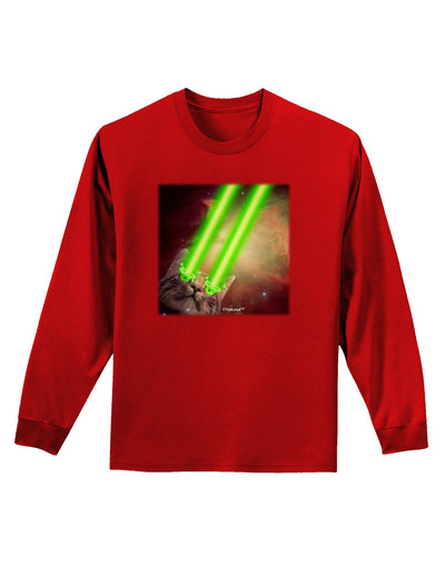 Laser Eyes Cat in Space Design Adult Long Sleeve Dark T-Shirt by TooLoud-TooLoud-Red-Small-Davson Sales