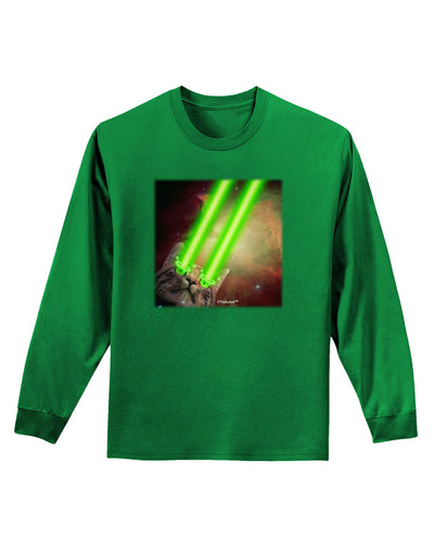 Laser Eyes Cat in Space Design Adult Long Sleeve Dark T-Shirt by TooLoud-TooLoud-Kelly-Green-Small-Davson Sales