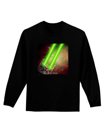 Laser Eyes Cat in Space Design Adult Long Sleeve Dark T-Shirt by TooLoud-TooLoud-Black-Small-Davson Sales