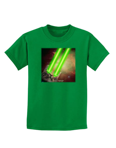 Laser Eyes Cat in Space Design Childrens Dark T-Shirt by TooLoud-Childrens T-Shirt-TooLoud-Kelly-Green-X-Small-Davson Sales