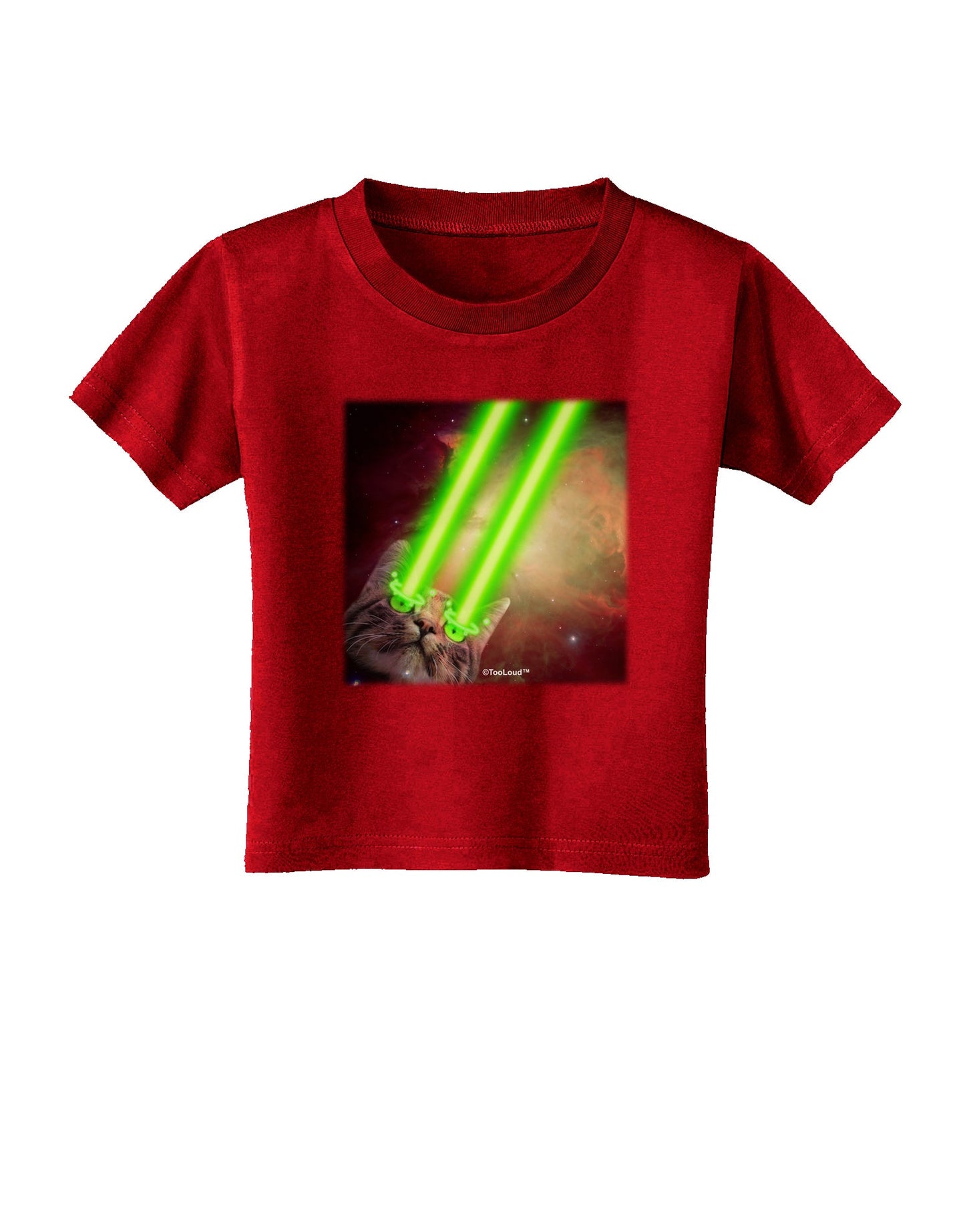 Laser Eyes Cat in Space Design Toddler T-Shirt Dark by TooLoud-Toddler T-Shirt-TooLoud-Clover-Green-2T-Davson Sales