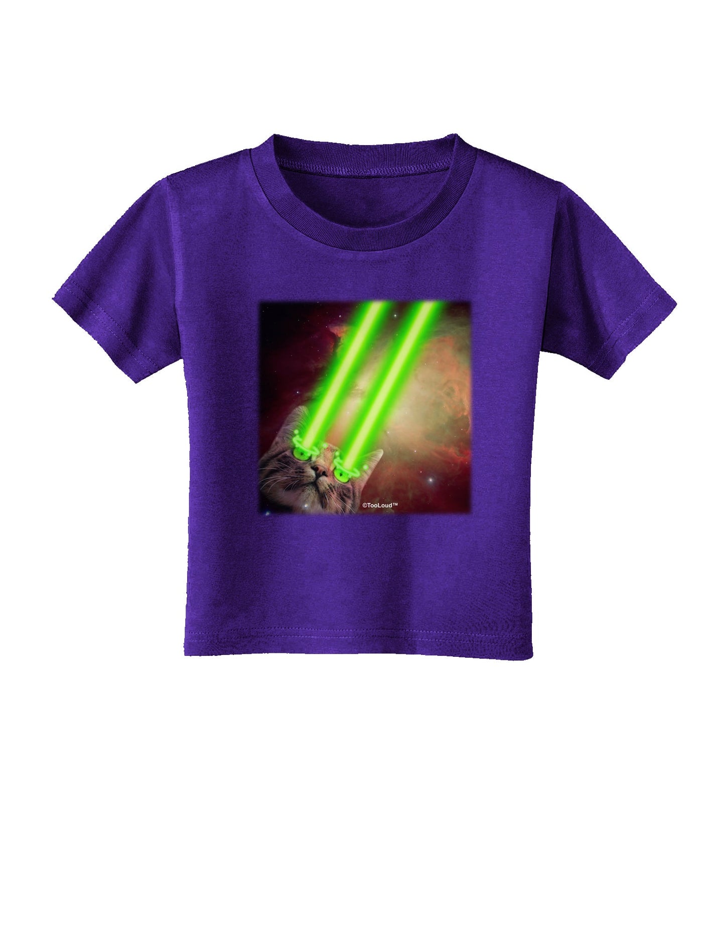 Laser Eyes Cat in Space Design Toddler T-Shirt Dark by TooLoud-Toddler T-Shirt-TooLoud-Purple-2T-Davson Sales