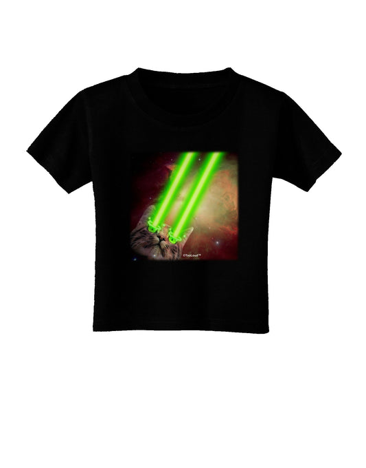 Laser Eyes Cat in Space Design Toddler T-Shirt Dark by TooLoud-Toddler T-Shirt-TooLoud-Black-2T-Davson Sales