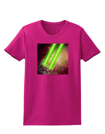 Laser Eyes Cat in Space Design Womens Dark T-Shirt by TooLoud-Womens T-Shirt-TooLoud-Hot-Pink-Small-Davson Sales