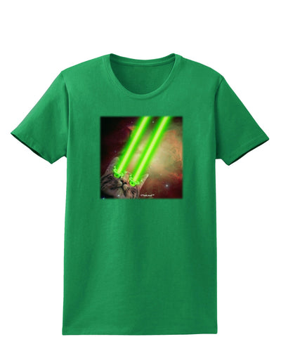 Laser Eyes Cat in Space Design Womens Dark T-Shirt by TooLoud-Womens T-Shirt-TooLoud-Kelly-Green-X-Small-Davson Sales