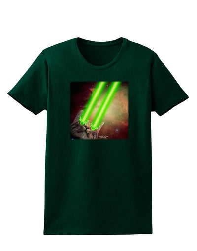 Laser Eyes Cat in Space Design Womens Dark T-Shirt by TooLoud-Womens T-Shirt-TooLoud-Forest-Green-Small-Davson Sales