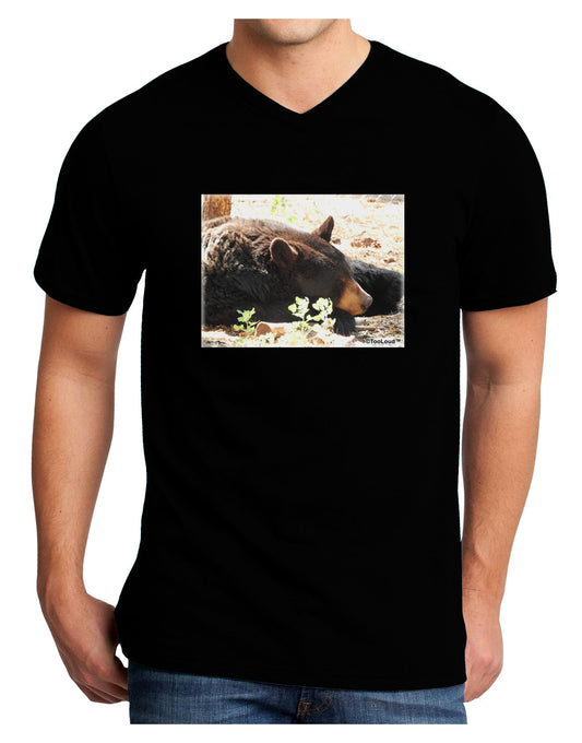 Laying Black Bear Adult Dark V-Neck T-Shirt-Mens V-Neck T-Shirt-TooLoud-Black-Small-Davson Sales