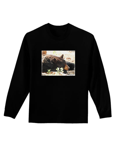 Laying Black Bear Adult Long Sleeve Dark T-Shirt-TooLoud-Black-Small-Davson Sales