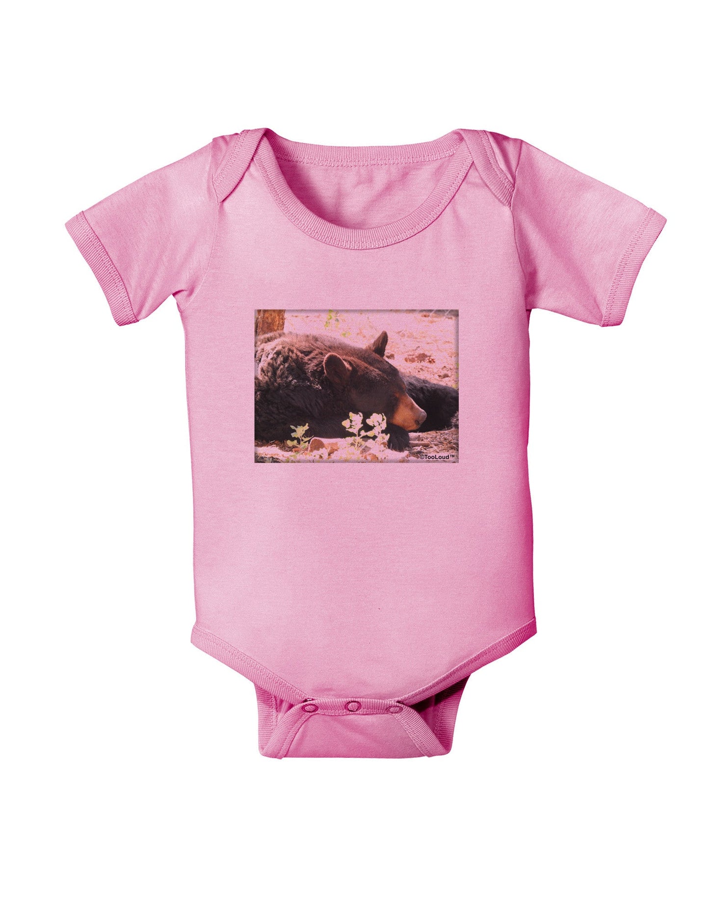 Laying Black Bear Baby Romper Bodysuit-Baby Romper-TooLoud-Pink-06-Months-Davson Sales