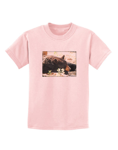 Laying Black Bear Childrens T-Shirt-Childrens T-Shirt-TooLoud-PalePink-X-Small-Davson Sales