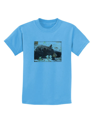 Laying Black Bear Childrens T-Shirt-Childrens T-Shirt-TooLoud-Aquatic-Blue-X-Small-Davson Sales