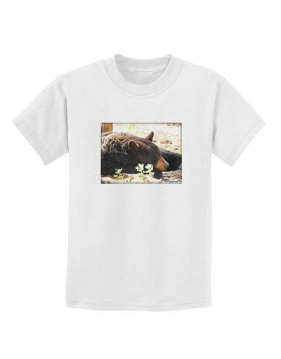 Laying Black Bear Childrens T-Shirt-Childrens T-Shirt-TooLoud-White-X-Small-Davson Sales