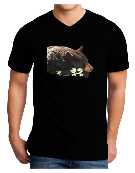 Laying Black Bear Cutout Adult Dark V-Neck T-Shirt-Mens V-Neck T-Shirt-TooLoud-Black-Small-Davson Sales