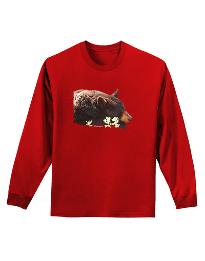 Laying Black Bear Cutout Adult Long Sleeve Dark T-Shirt-TooLoud-Red-Small-Davson Sales