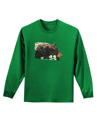 Laying Black Bear Cutout Adult Long Sleeve Dark T-Shirt-TooLoud-Kelly-Green-Small-Davson Sales