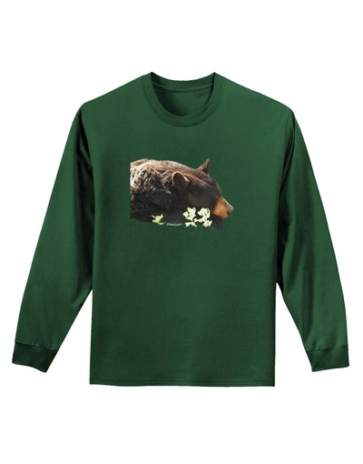 Laying Black Bear Cutout Adult Long Sleeve Dark T-Shirt-TooLoud-Dark-Green-Small-Davson Sales