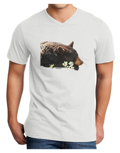 Laying Black Bear Cutout Adult V-Neck T-shirt-Mens V-Neck T-Shirt-TooLoud-White-Small-Davson Sales