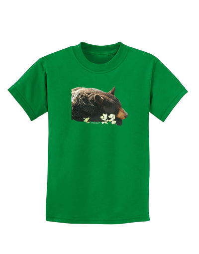 Laying Black Bear Cutout Childrens Dark T-Shirt-Childrens T-Shirt-TooLoud-Kelly-Green-X-Small-Davson Sales