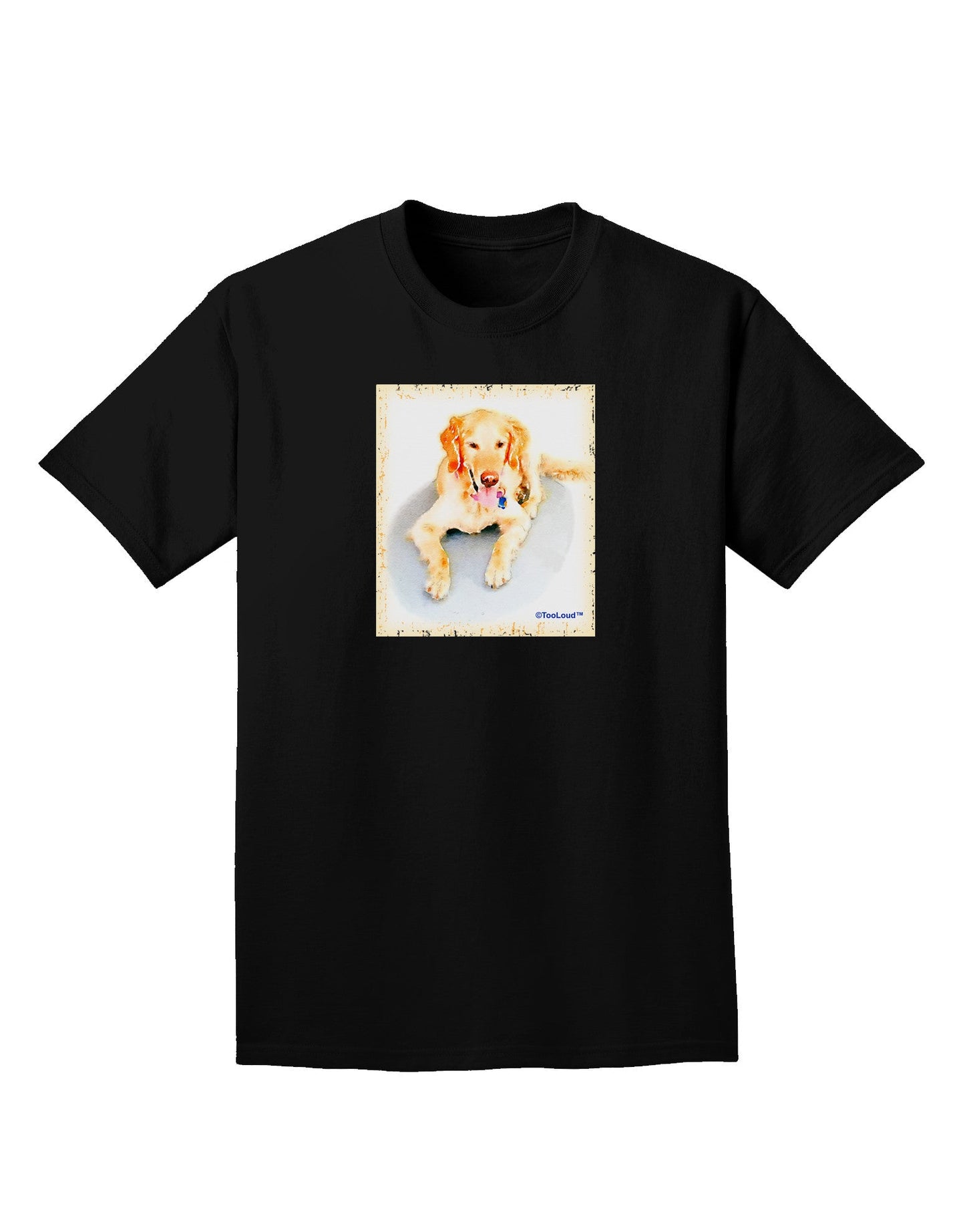 Laying Retriever Watercolor Adult Dark T-Shirt-Mens T-Shirt-TooLoud-Black-Small-Davson Sales