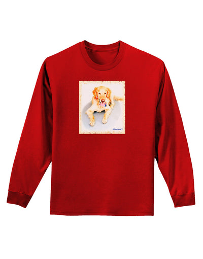 Laying Retriever Watercolor Adult Long Sleeve Dark T-Shirt-TooLoud-Red-Small-Davson Sales