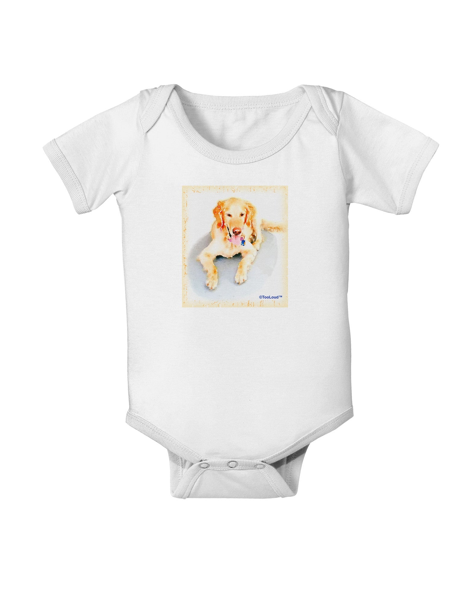 Laying Retriever Watercolor Baby Romper Bodysuit-Baby Romper-TooLoud-White-06-Months-Davson Sales