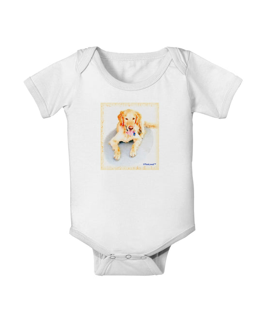Laying Retriever Watercolor Baby Romper Bodysuit-Baby Romper-TooLoud-White-06-Months-Davson Sales