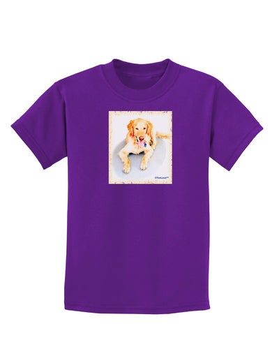 Laying Retriever Watercolor Childrens Dark T-Shirt-Childrens T-Shirt-TooLoud-Purple-X-Small-Davson Sales