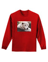 Laying White Wolf Adult Long Sleeve Dark T-Shirt-TooLoud-Red-Small-Davson Sales