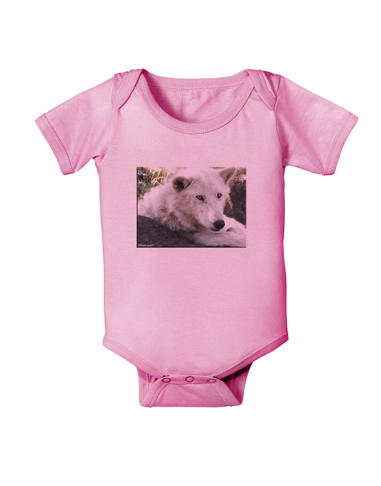 Laying White Wolf Baby Romper Bodysuit-Baby Romper-TooLoud-Pink-06-Months-Davson Sales