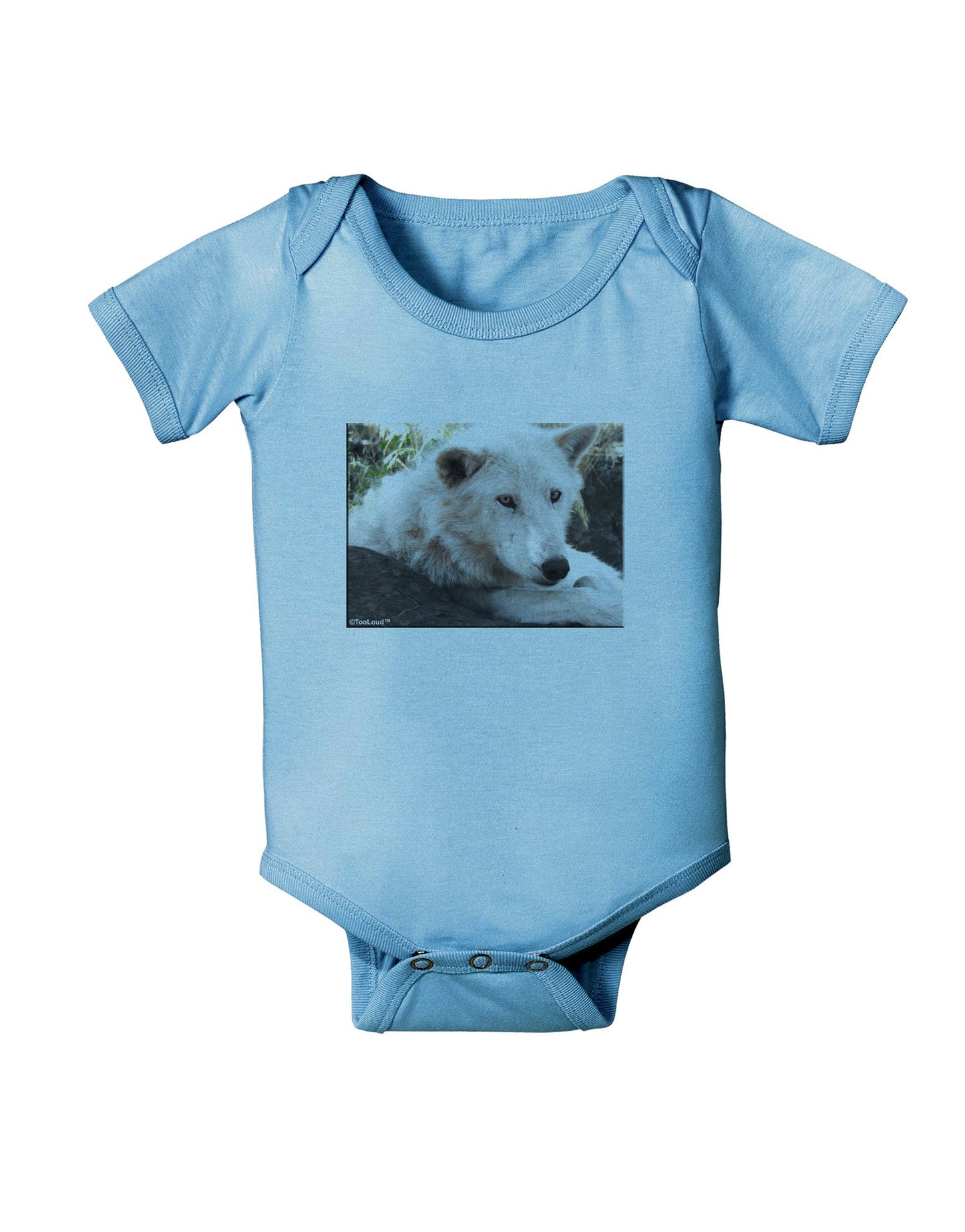 Laying White Wolf Baby Romper Bodysuit-Baby Romper-TooLoud-LightBlue-06-Months-Davson Sales