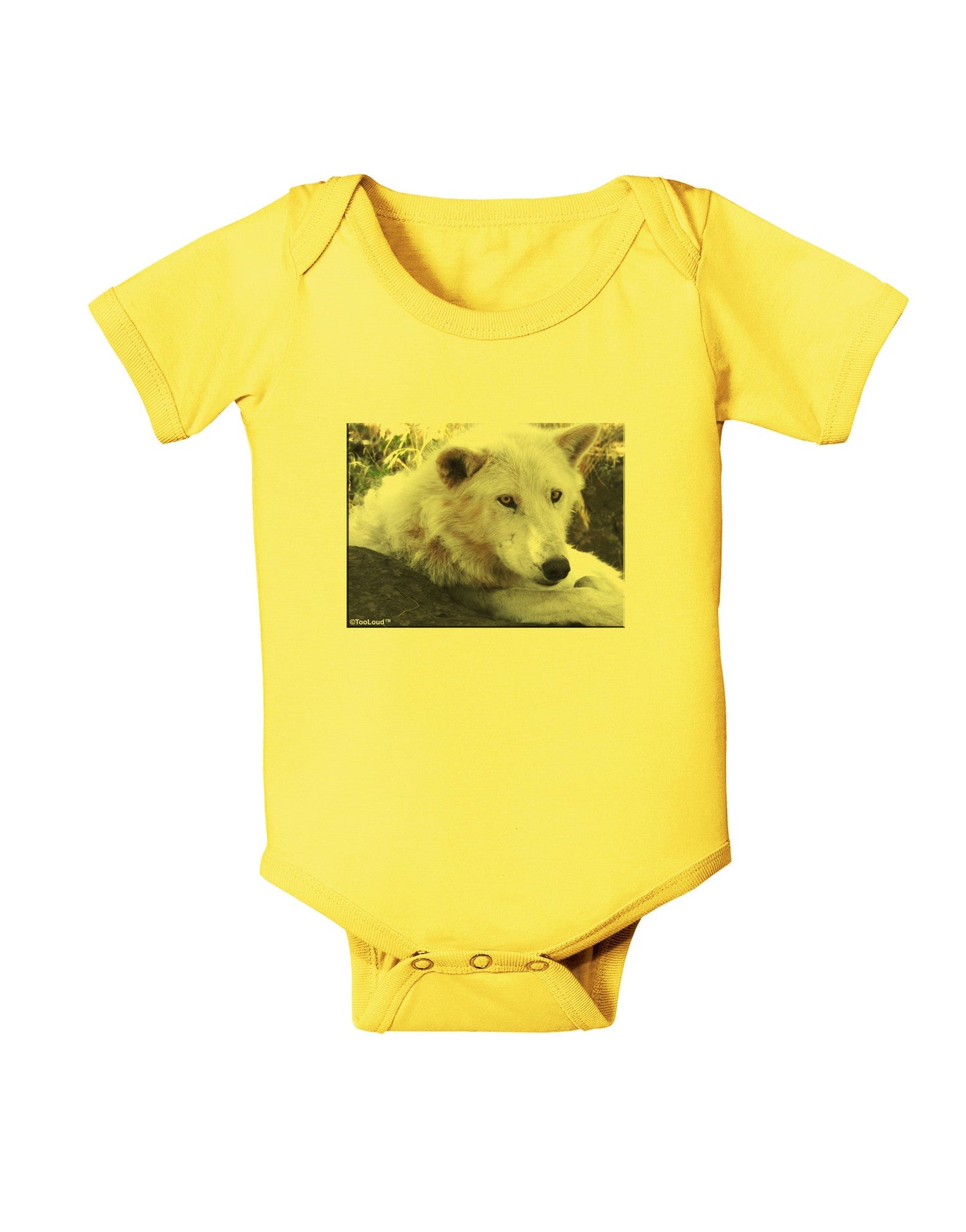 Laying White Wolf Baby Romper Bodysuit-Baby Romper-TooLoud-Yellow-06-Months-Davson Sales