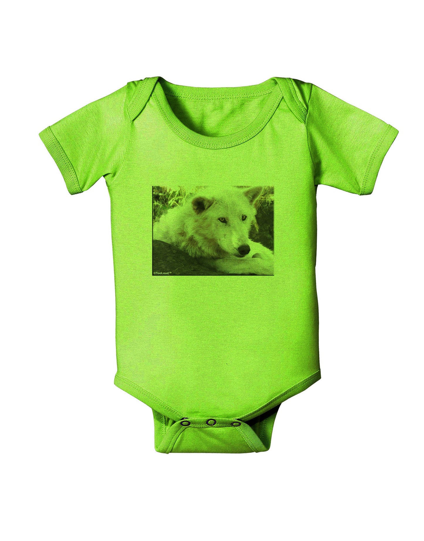 Laying White Wolf Baby Romper Bodysuit-Baby Romper-TooLoud-Lime-06-Months-Davson Sales