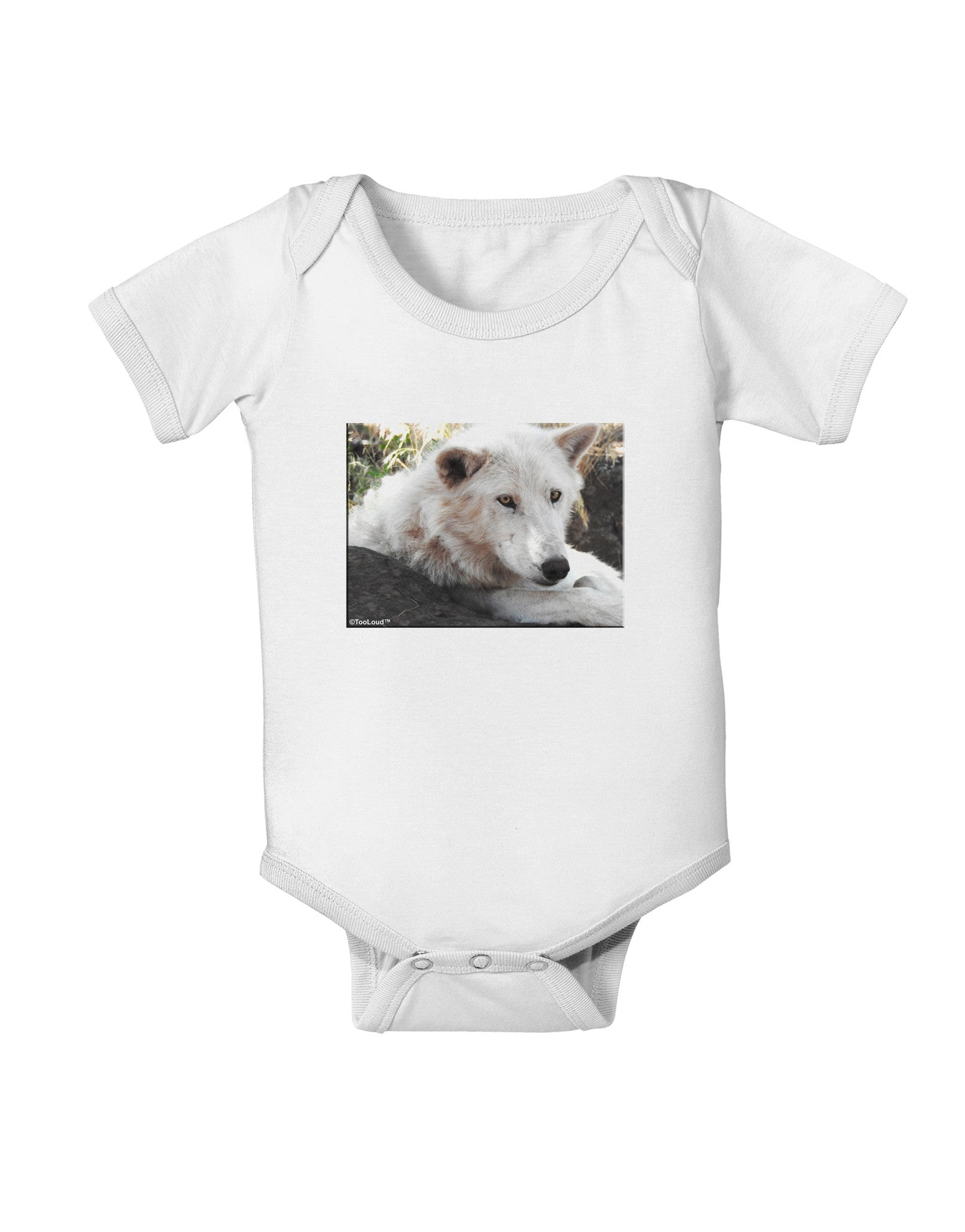 Laying White Wolf Baby Romper Bodysuit-Baby Romper-TooLoud-White-06-Months-Davson Sales