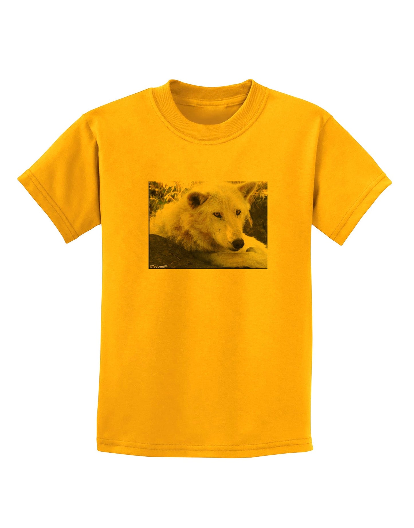 Laying White Wolf Childrens T-Shirt-Childrens T-Shirt-TooLoud-Gold-X-Small-Davson Sales