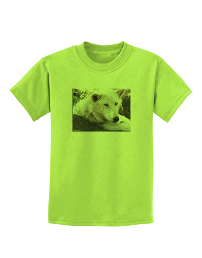 Laying White Wolf Childrens T-Shirt-Childrens T-Shirt-TooLoud-Lime-Green-X-Small-Davson Sales