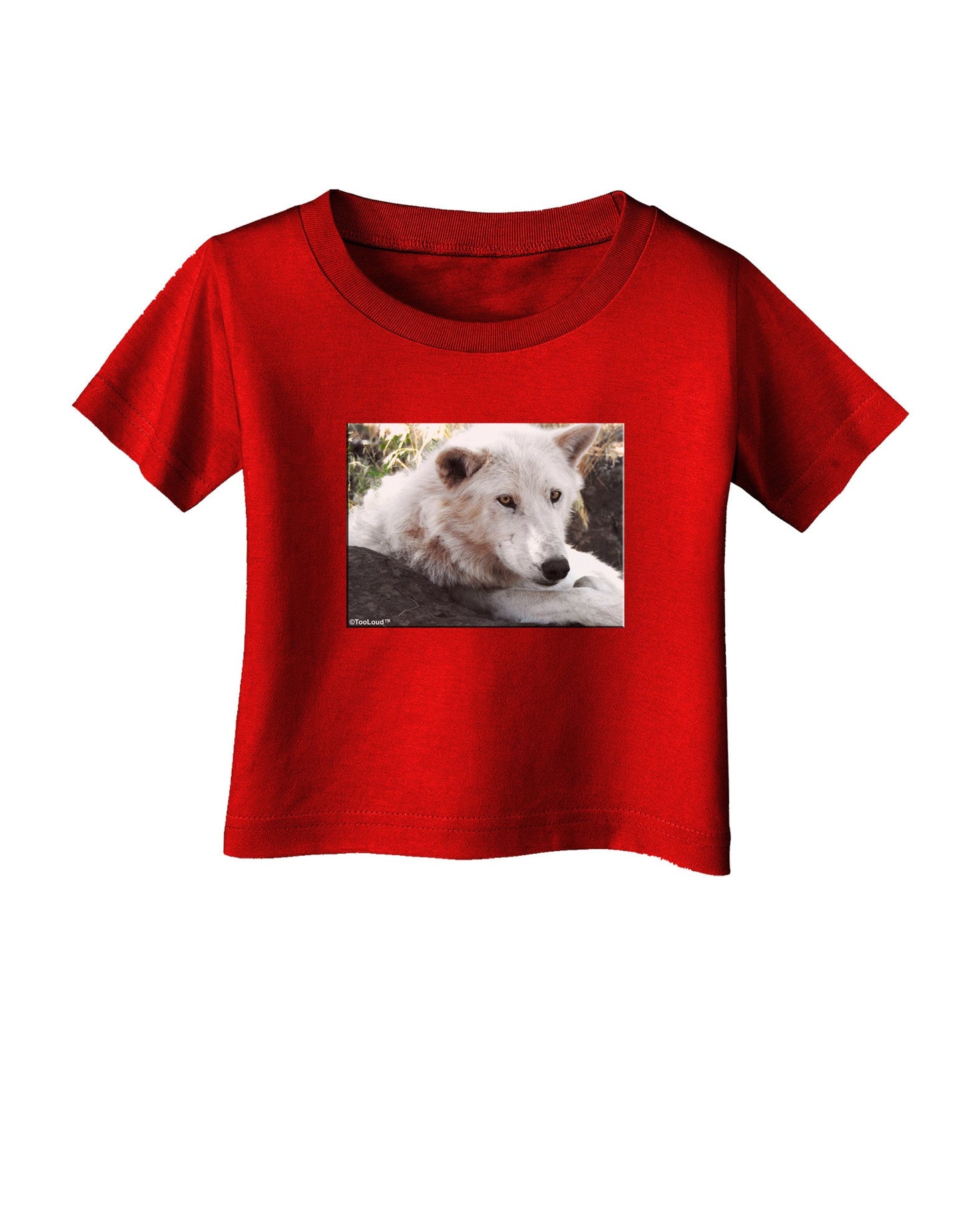 Laying White Wolf Infant T-Shirt Dark-Infant T-Shirt-TooLoud-Red-06-Months-Davson Sales