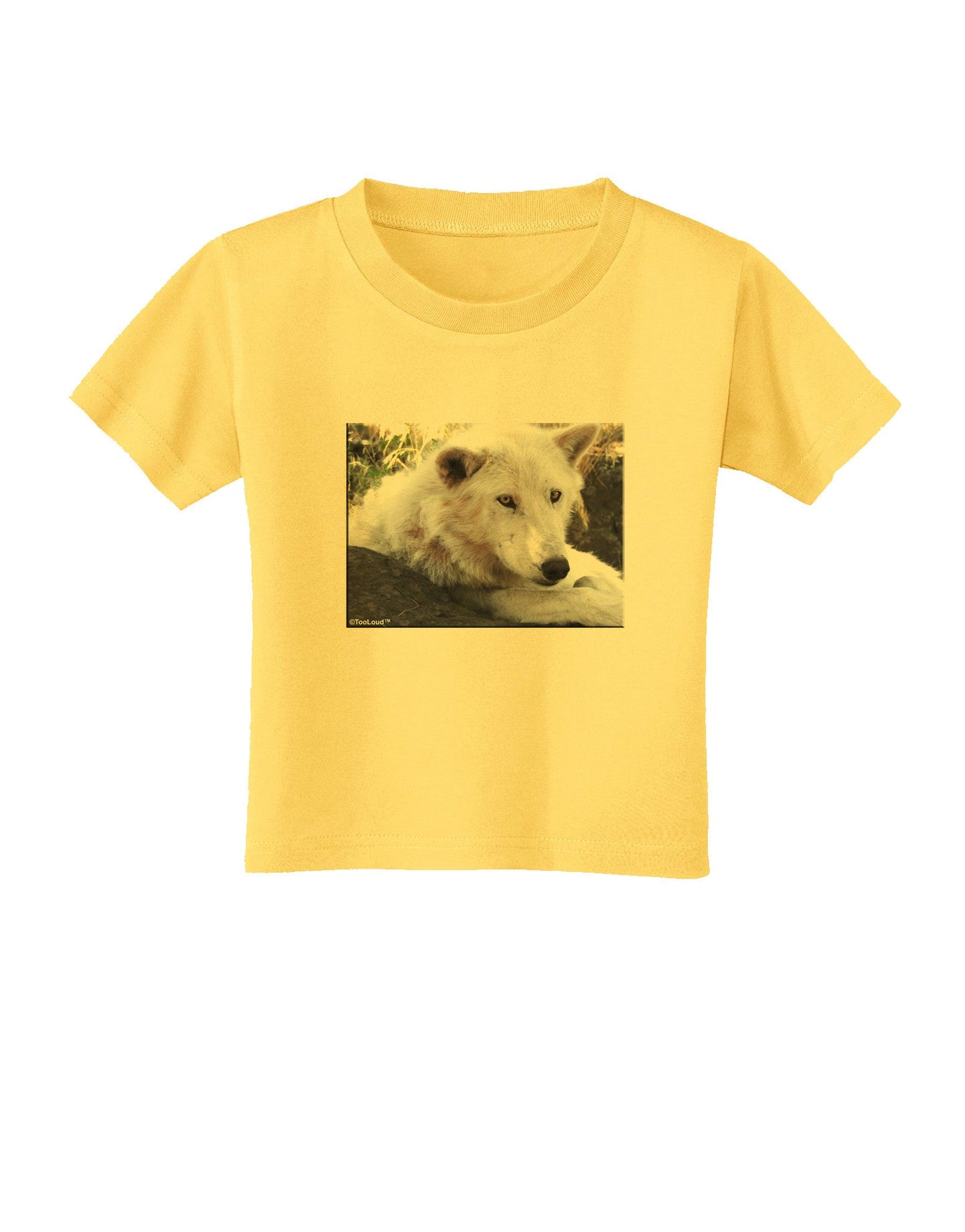 Laying White Wolf Toddler T-Shirt-Toddler T-Shirt-TooLoud-Yellow-2T-Davson Sales