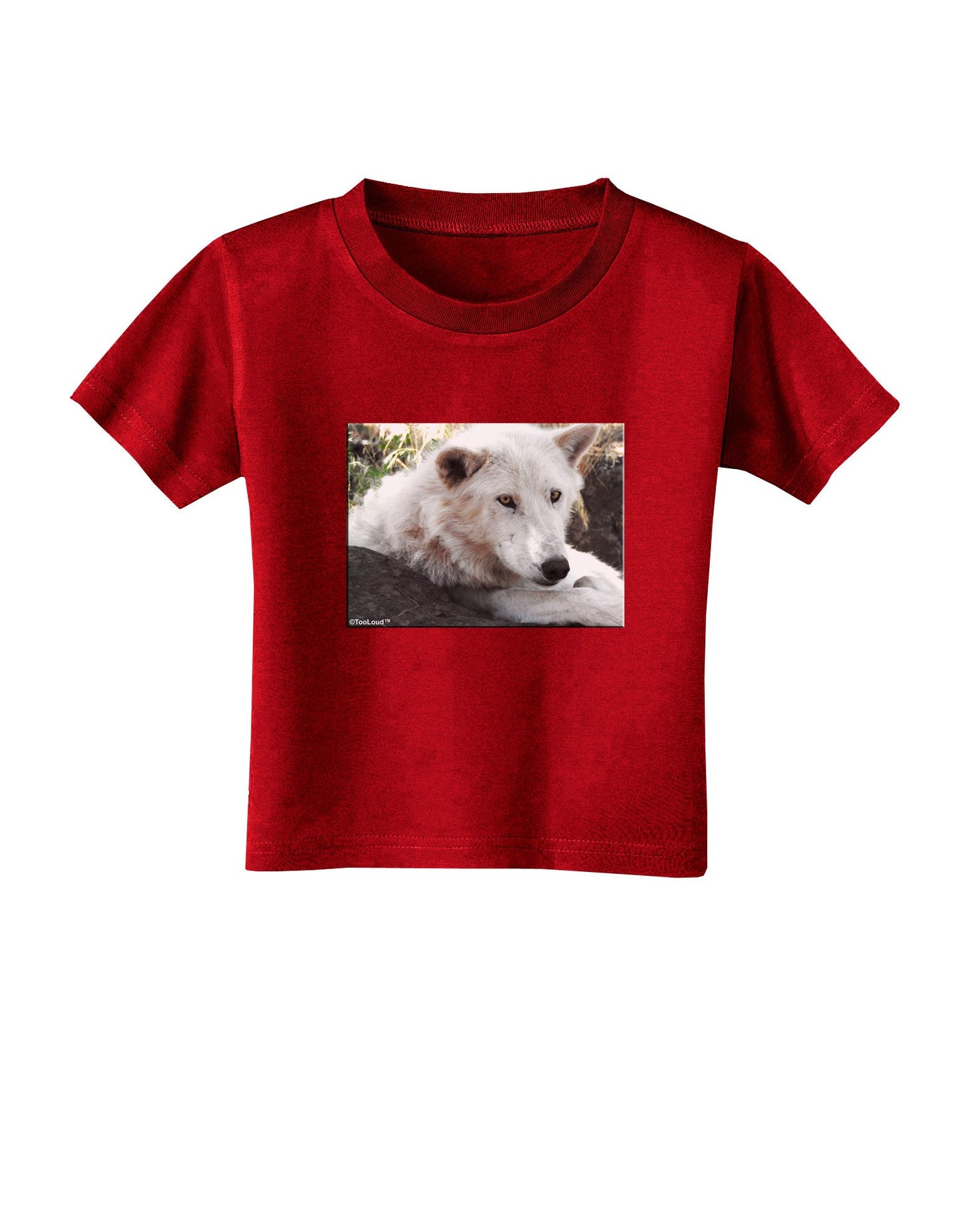 Laying White Wolf Toddler T-Shirt Dark-Toddler T-Shirt-TooLoud-Red-2T-Davson Sales