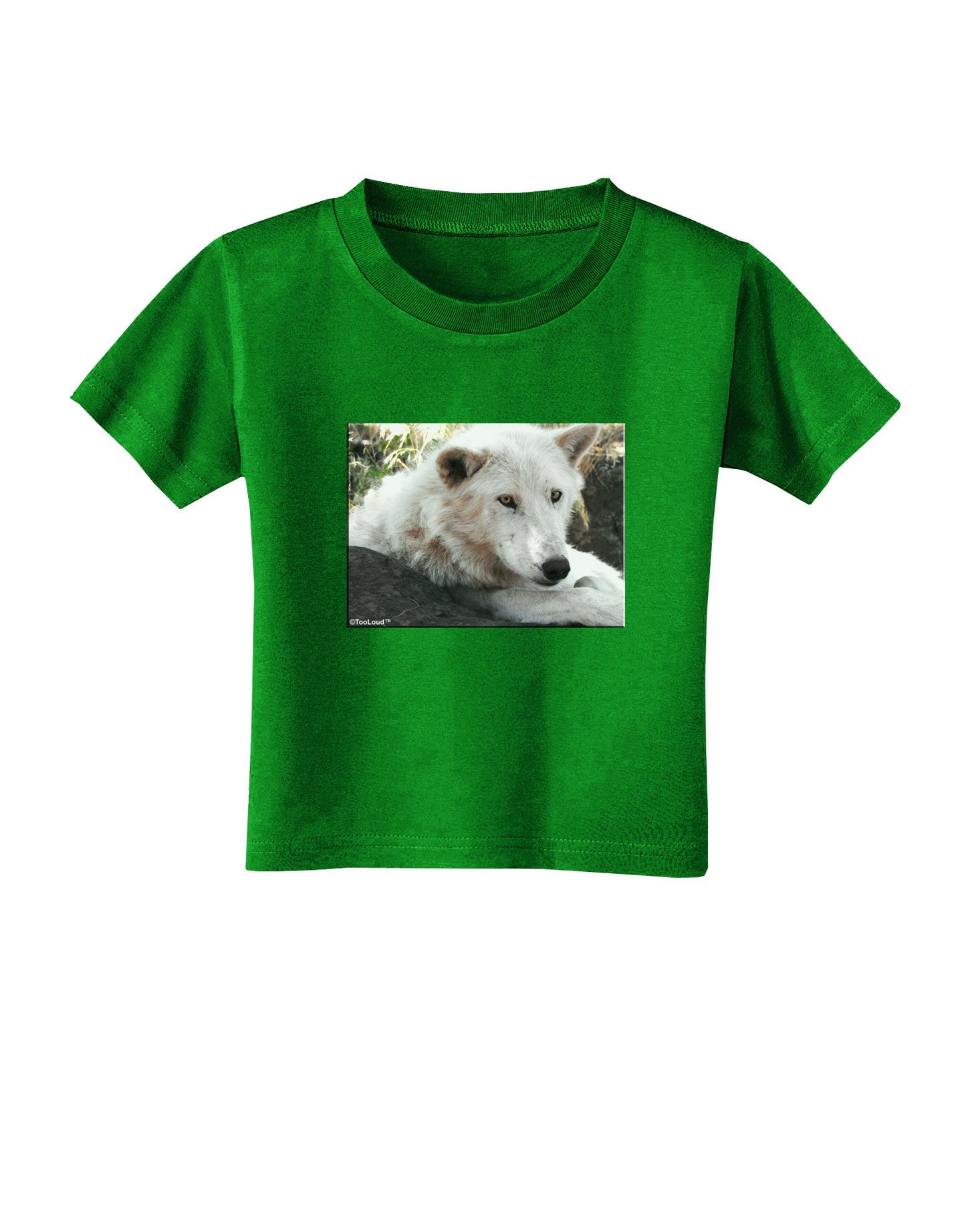 Laying White Wolf Toddler T-Shirt Dark-Toddler T-Shirt-TooLoud-Clover-Green-2T-Davson Sales