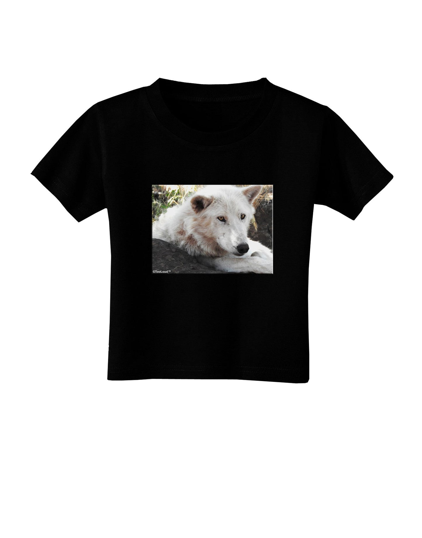 Laying White Wolf Toddler T-Shirt Dark-Toddler T-Shirt-TooLoud-Black-2T-Davson Sales