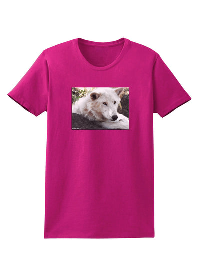 Laying White Wolf Womens Dark T-Shirt-Womens T-Shirt-TooLoud-Hot-Pink-Small-Davson Sales