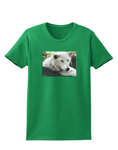 Laying White Wolf Womens Dark T-Shirt-Womens T-Shirt-TooLoud-Kelly-Green-X-Small-Davson Sales