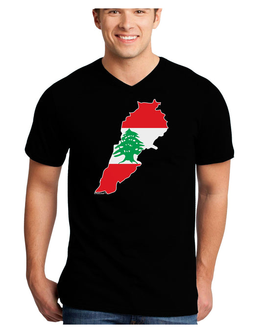Lebanon Flag Silhouette Adult Dark V-Neck T-Shirt-TooLoud-Black-Small-Davson Sales