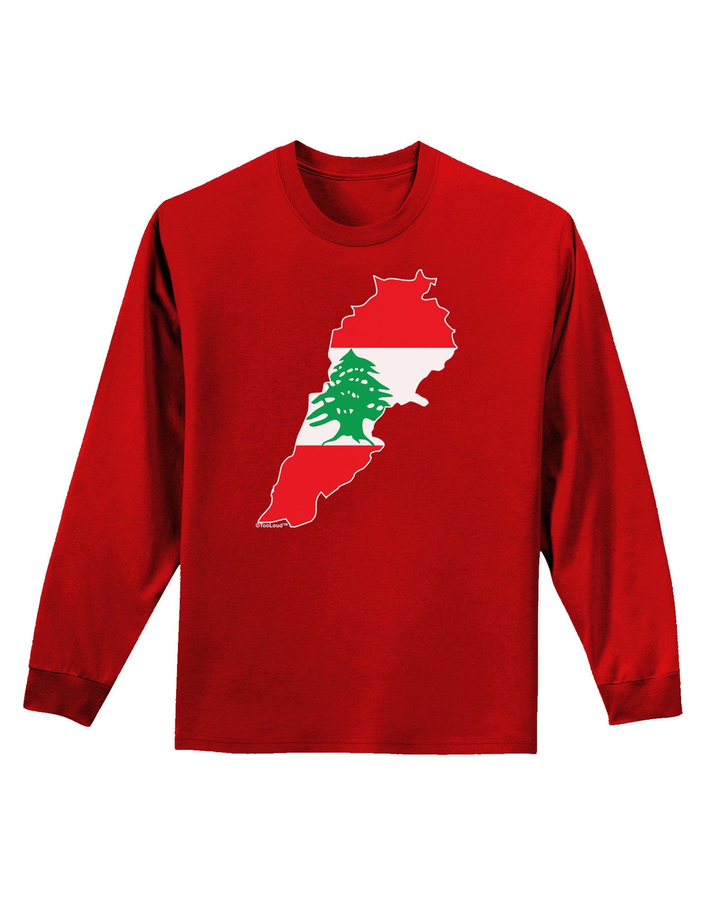Lebanon Flag Silhouette Adult Long Sleeve Dark T-Shirt-TooLoud-Red-Small-Davson Sales