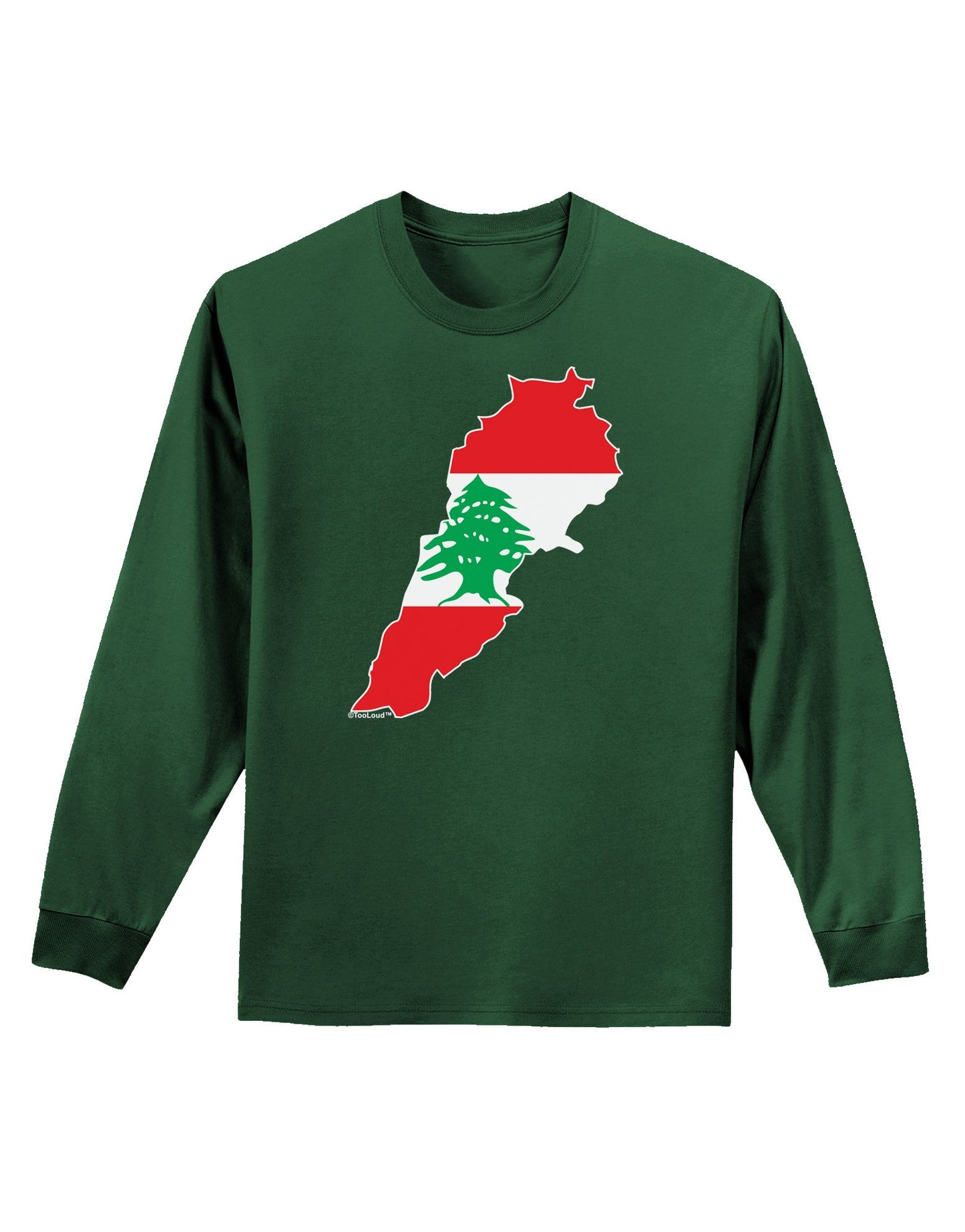 Lebanon Flag Silhouette Adult Long Sleeve Dark T-Shirt-TooLoud-Dark-Green-Small-Davson Sales