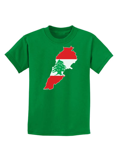 Lebanon Flag Silhouette Childrens Dark T-Shirt-Childrens T-Shirt-TooLoud-Kelly-Green-X-Small-Davson Sales