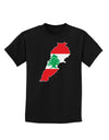 Lebanon Flag Silhouette Childrens Dark T-Shirt-Childrens T-Shirt-TooLoud-Black-X-Small-Davson Sales