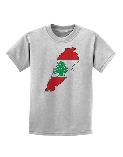Lebanon Flag Silhouette Childrens T-Shirt-Childrens T-Shirt-TooLoud-AshGray-X-Small-Davson Sales